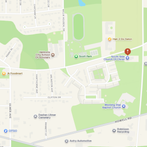 Southside Church of Christ - Thumbnail map - click to enlarge